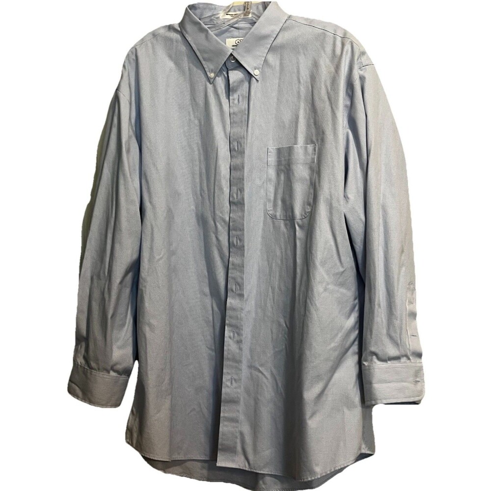 Cooper & Stewart Shirt Men’s 18 34/35 Blue Check Button-Down Long Sleeve